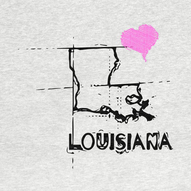 Love Louisiana State Sketch USA Art Design by DimDom